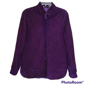 Vintage Bill Haire Friedrick's Sport Purple Suede Button Front Shirt Blouse